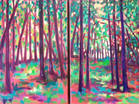 “Forest Glow I and Forest Glow II” Diptych